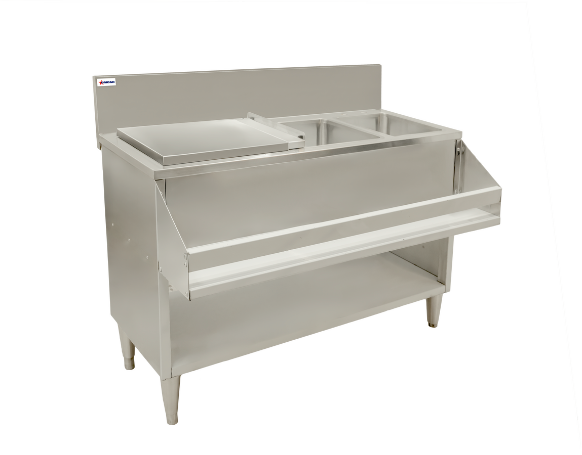 Omcan - 48" Cocktail Mix Unit w/ Back Splash, Ice Bin & Sink - 48138