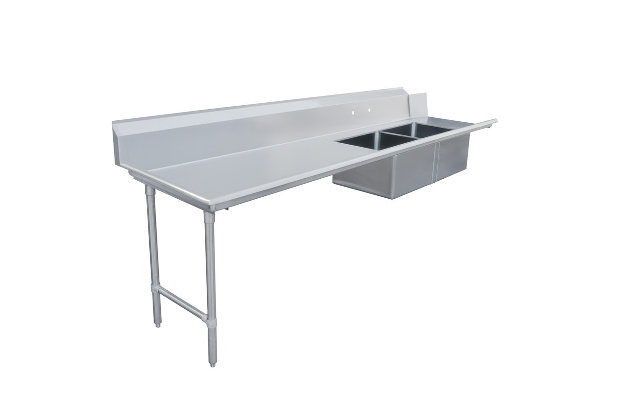 Omcan - 96" Left Side Soiled Dish Table w/ 2 Sinks - 48489
