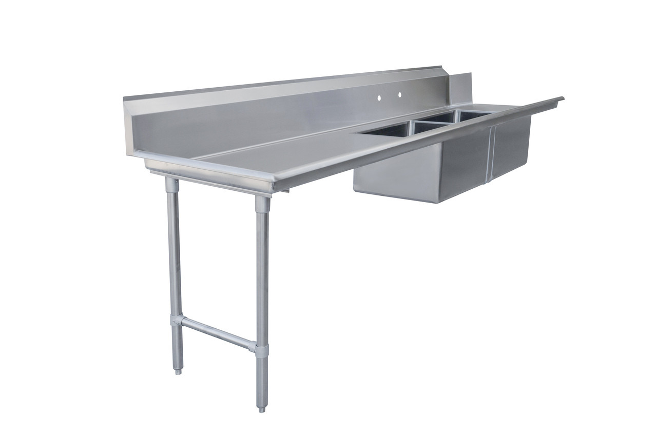 Omcan - 108" Left Side Soiled Dish Table w/ 2 Sinks - 48491