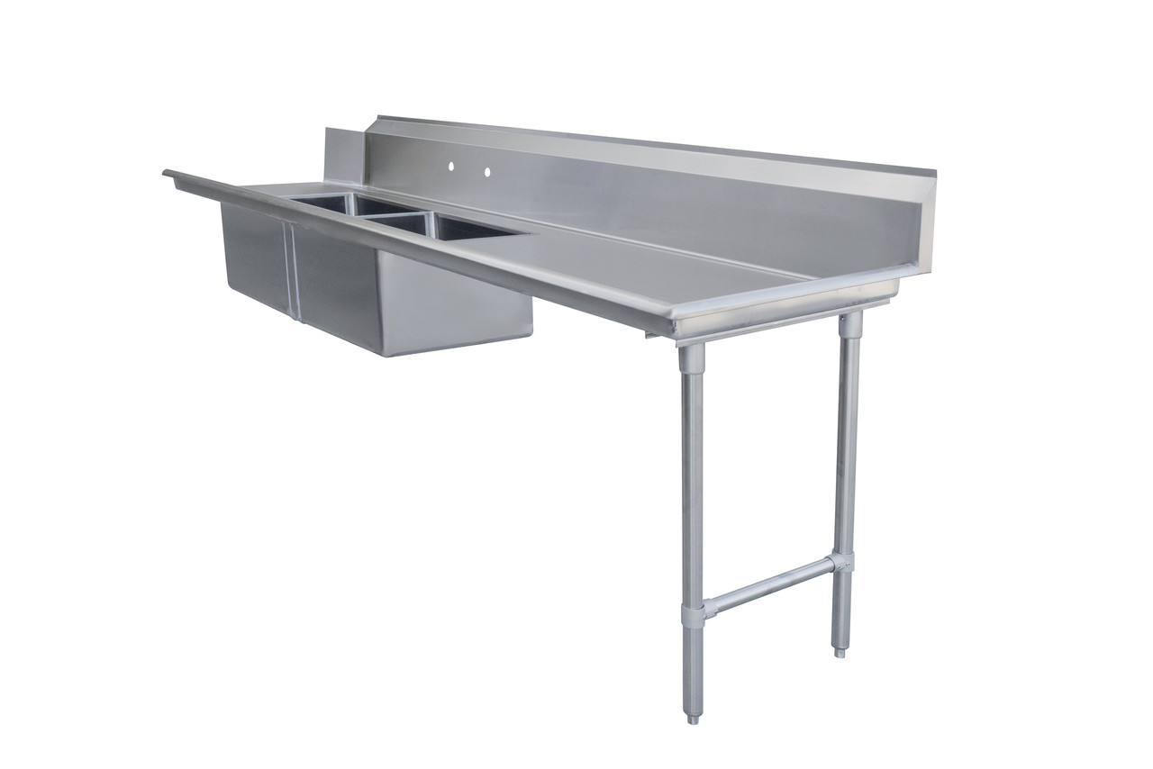 Omcan - 108" Right Side Soiled Dish Table w/ 2 Sinks - 48492