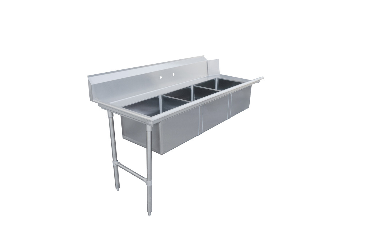 Omcan - 72" Left Side Soiled Dish Table w/ 3 Sinks - 48495