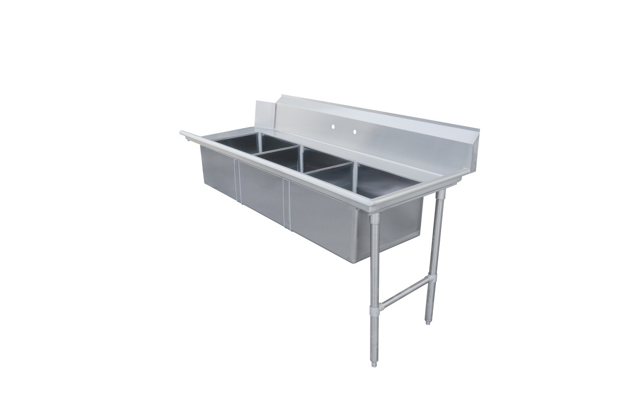 Omcan - 72" Right Side Soiled Dish Table w/ 3 Sinks - 48496