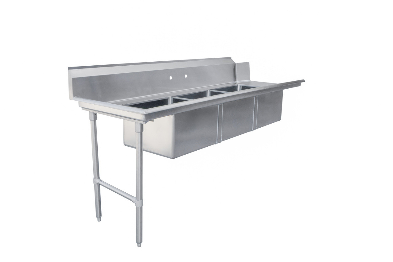 Omcan - 84" Left Side Soiled Dish Table w/ 3 Sinks - 48497