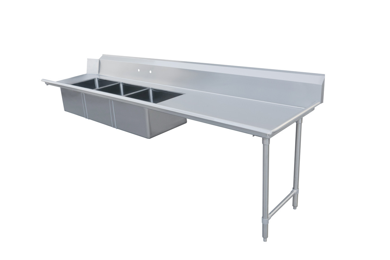Omcan - 96" Right Side Soiled Dish Table w/ 3 Sinks - 48500