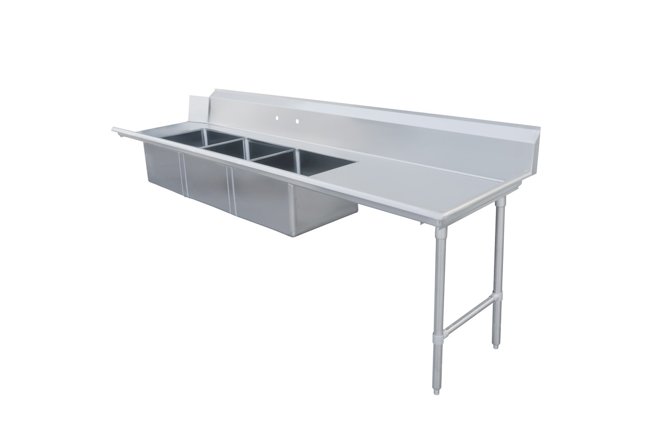 Omcan - 120" Right Side Soiled Dish Table w/ 3 Sinks - 48504