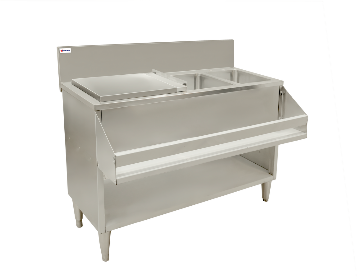 Omcan - 60" Cocktail Mix Unit w/ Back Splash, Ice Bin & 1 Sink - 48619