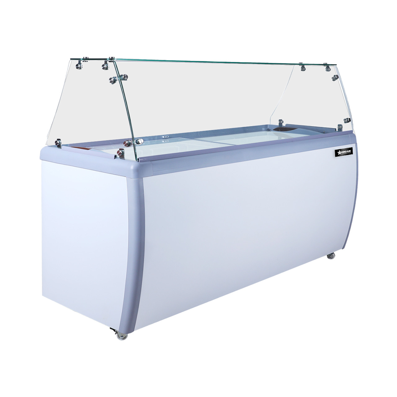 Omcan - 71" Ice Cream Dipping Freezer w/ Flat Sneeze Guard - 48648