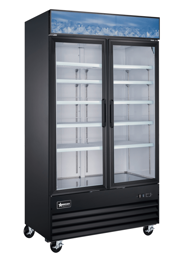 Omcan - 49" Black Freezer w/ 2 Swing Glass Doors - 51031