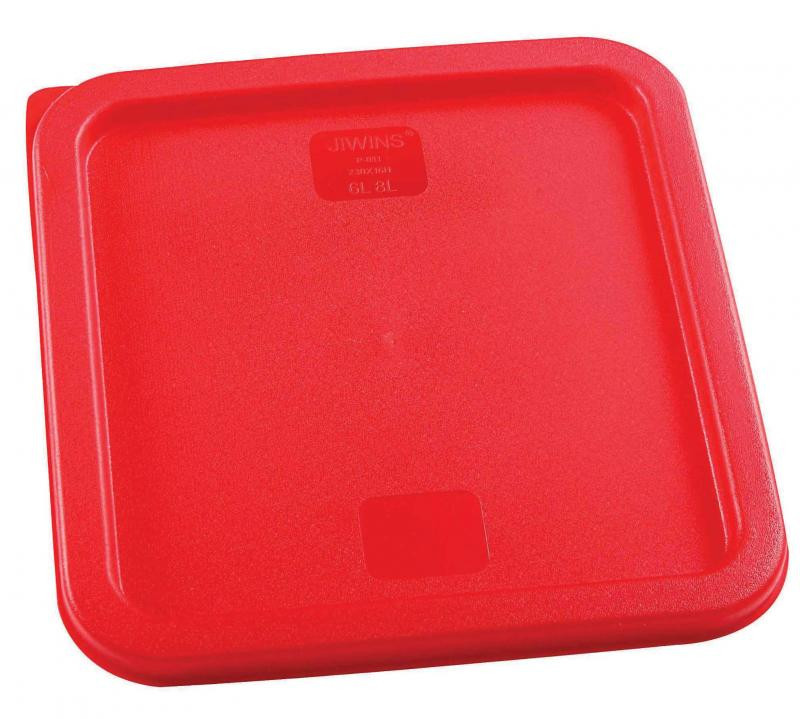 Omcan - Red Polyethylene Lid for 6 / 8 qt Polycarbonate Square Storage Containers