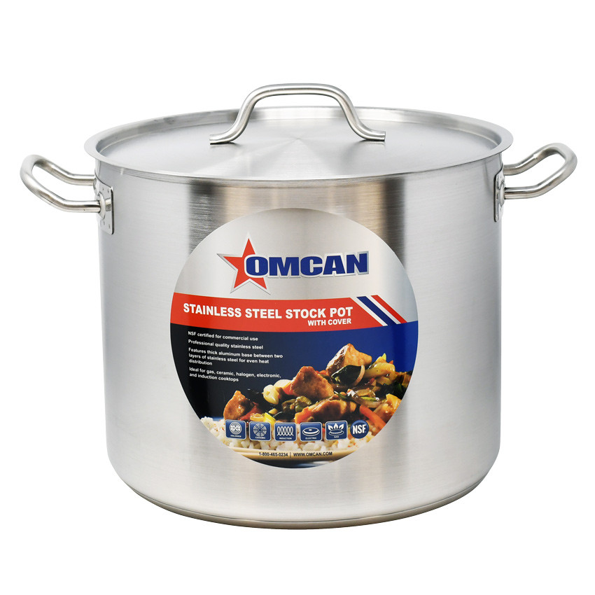 Omcan - 32 Qt Stainless Steel Stock Pot w/ Cover - 80442