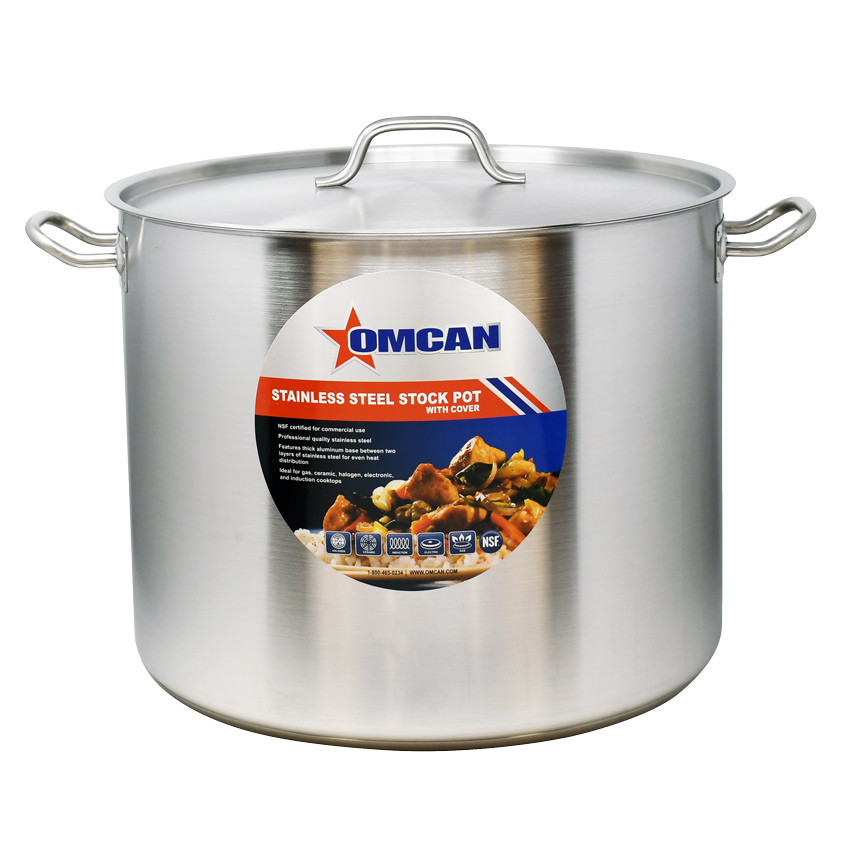 Omcan - 60 Qt Stainless Steel Stock Pot w/ Cover - 80444