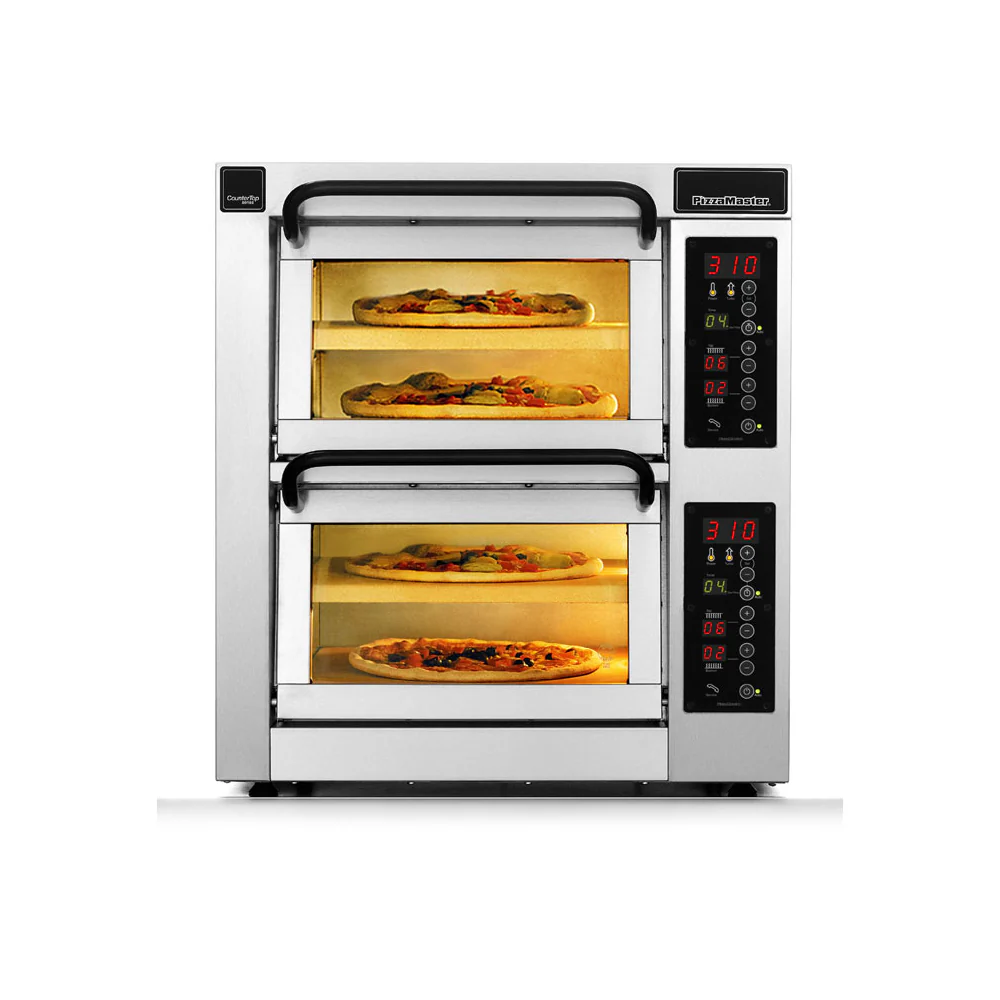PizzaMaster 4 Stone Hearth 30" Two Chamber Electric Countertop Pizza Oven - PM552ED-2