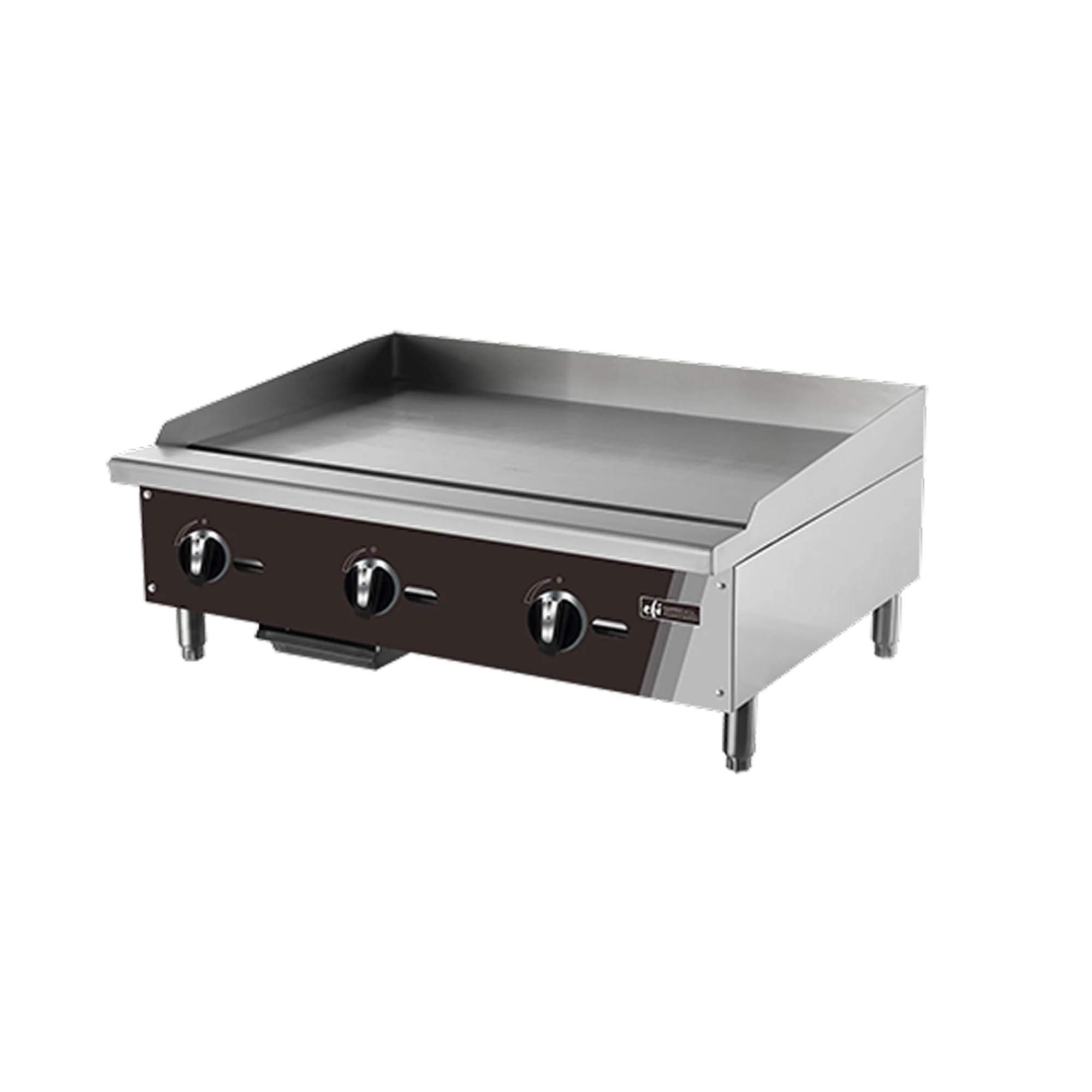 EFI RCTMG-36 36" Countertop Stainless Steel 3-Burner Gas Griddle With Manual Control - 90,000 BTU