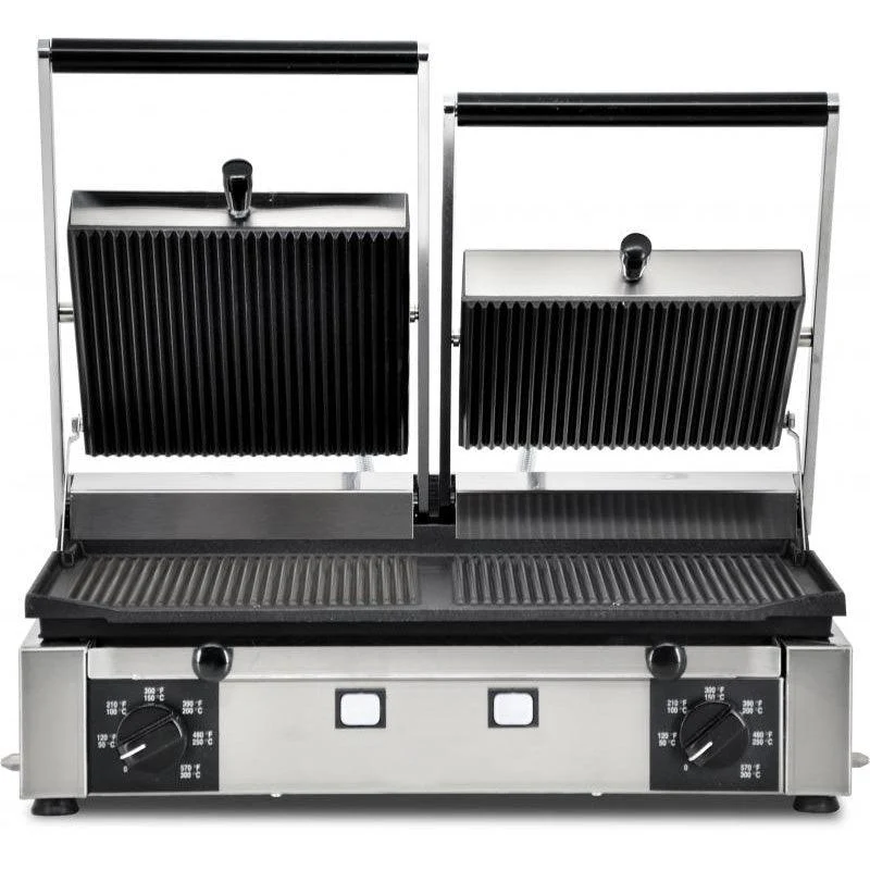 Trento 10" x 19" Ribbed Sandwich Grill 230V - 11378
