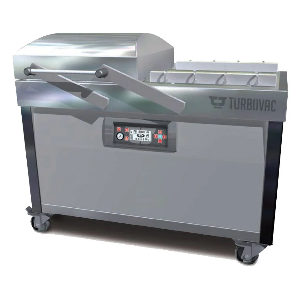 Turbovac 50001 / L40 industrial-grade Double Chamber Vacuum Packaging Machine with Stainless Steel Cover and Flat Working Surface with 32″ Seal Length - 220V, 3 Ph