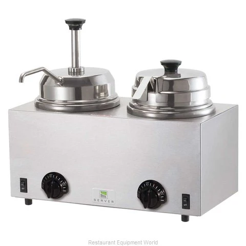 Server SER-81290 Twin FS/FSP Topping Warmer with Pump & Laddle - 120V