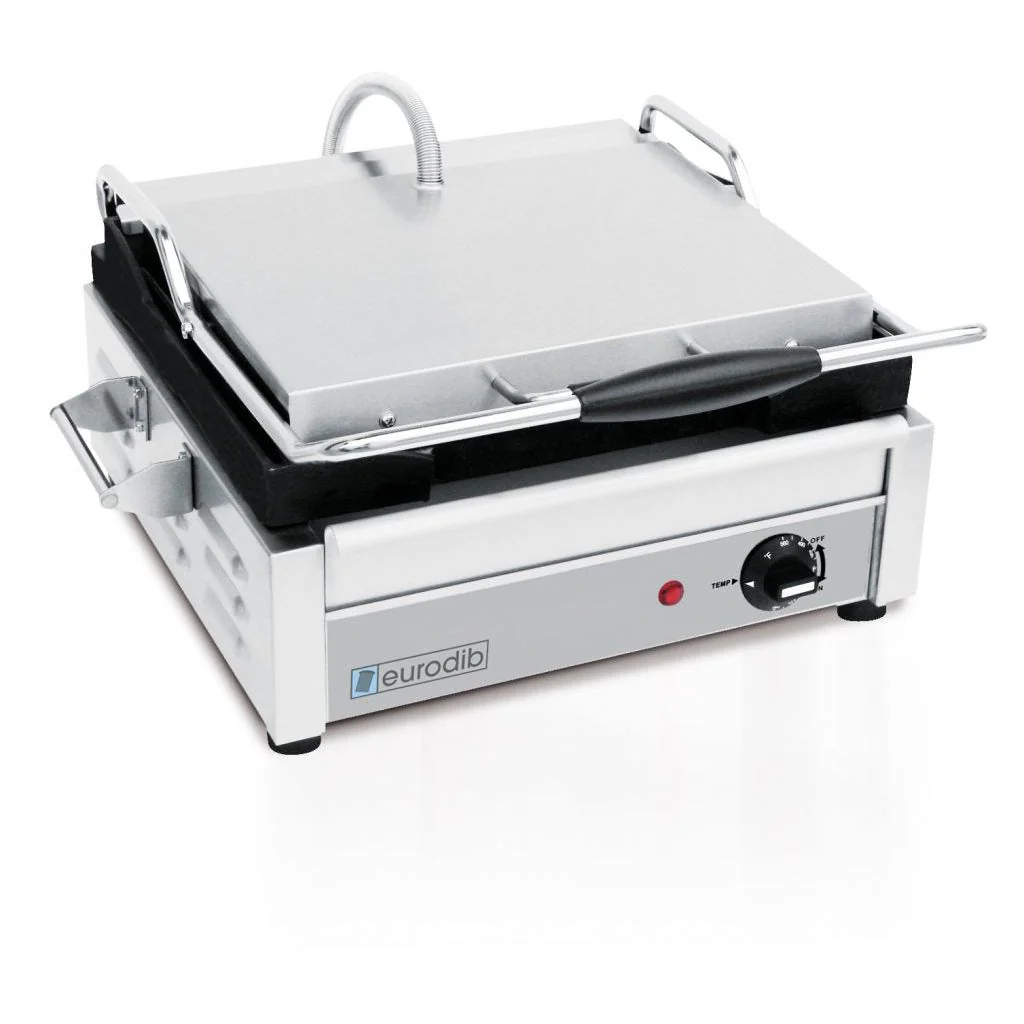 Eurodib SFE02345 15" x 11" Cooking Surface Single Panini Grill with Ribbed Plates - 120V