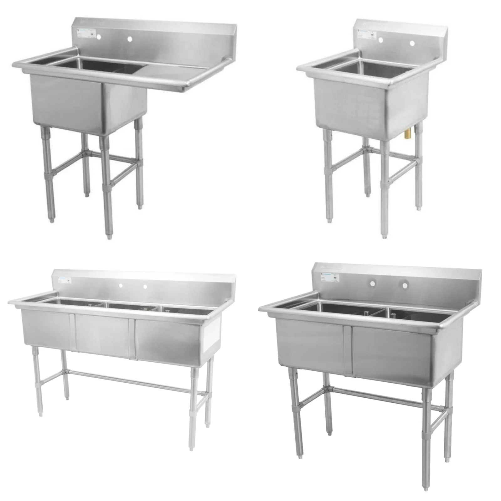 Maple Leaf long-lasting-build 16 Gauge Stainless Steel Sinks with Drainboard - Various Configurations