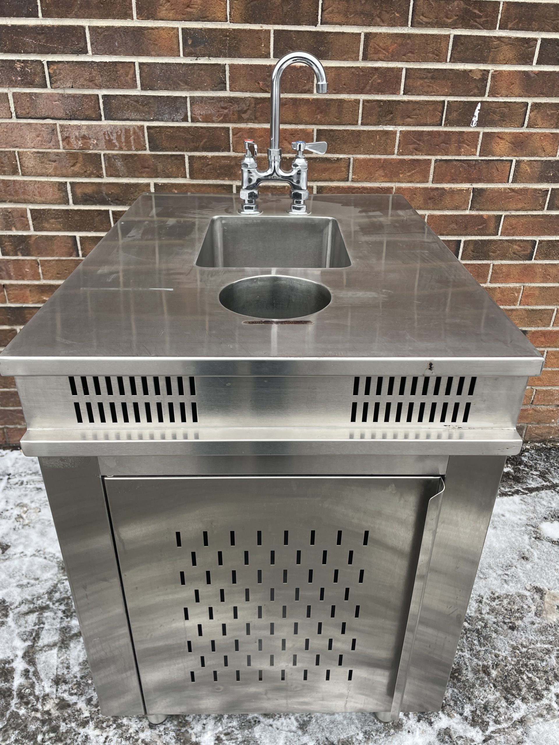 Stainless Steel Counter with Sink and Waste Chute