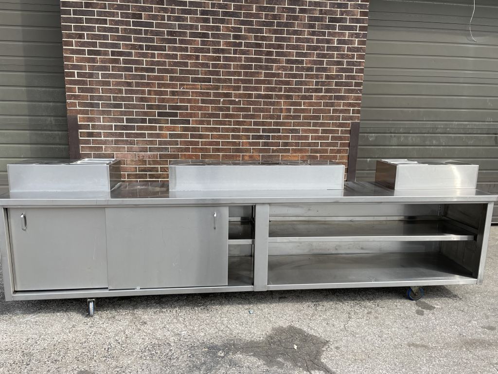 Stainless Steel Mobile Condiment Counter Server Table