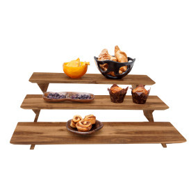 D.W. Haber - 23" x 6" Natural Teak 3 Tier Riser Set - DWRISERS3WDT