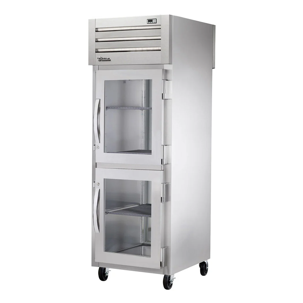 True STG1RPT-2HG-1S-HC 30" Pass-Thru Half Glass Front / Solid Rear Swing 2-Door Reach-In Refrigerator