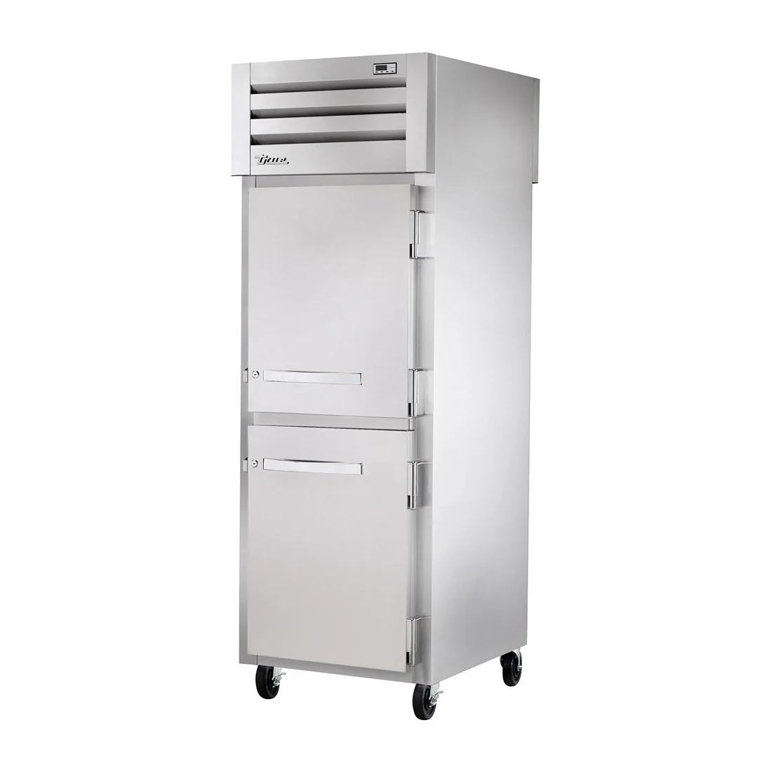 True STG1RPT-2HS-1S-HC 30" Pass Thru Half Solid Front / Solid Rear Swing 2-Door Reach-In Refrigerator