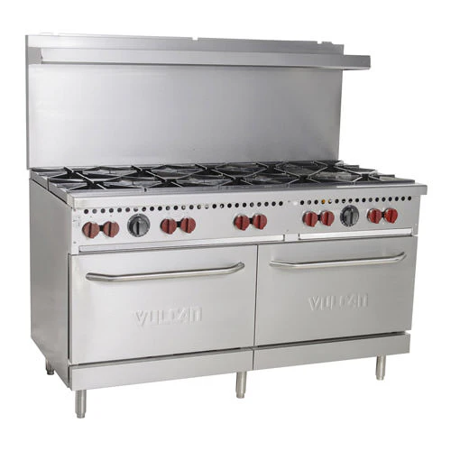 Vulcan SX60-10BN 60" Natural Gas 10-Burner Range With 2 Standard Ovens- 358,000 BTU