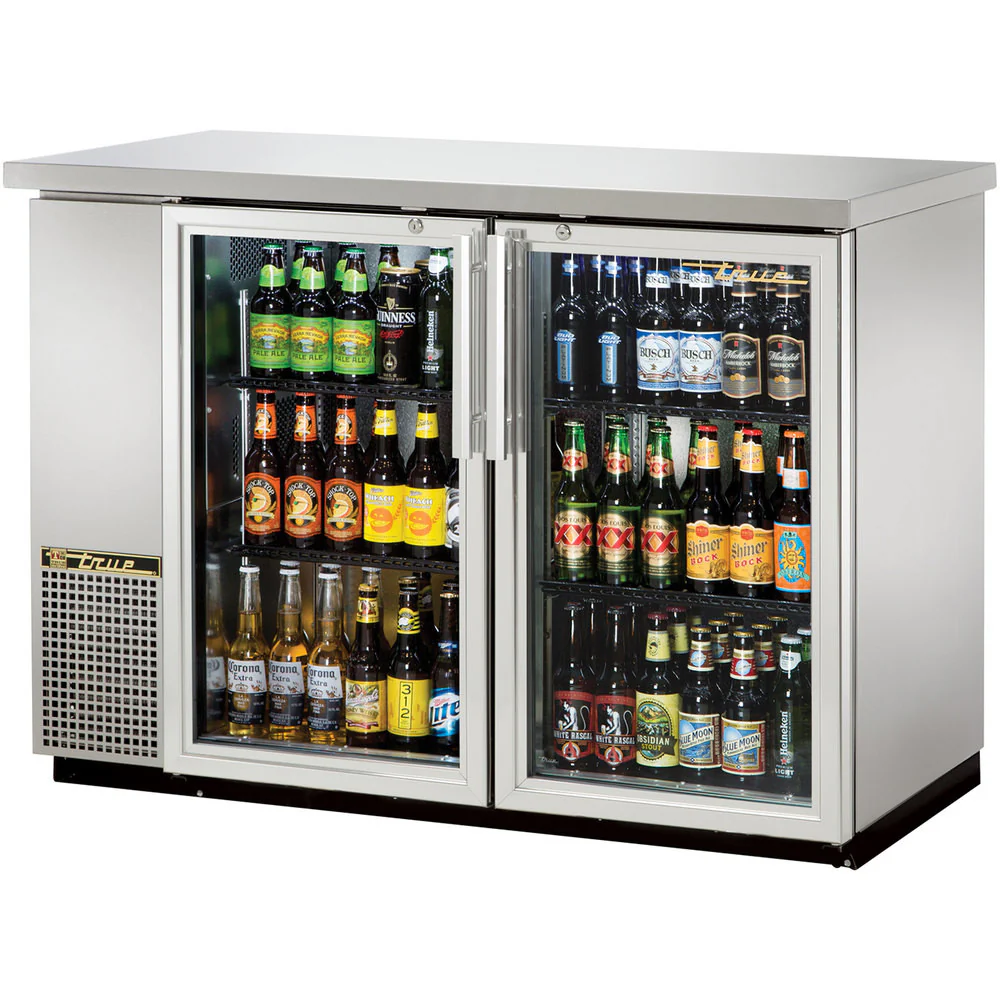 True TBB-24-48G-S-HC-LD 49" Stainless Steel Glas 2-Door Back Bar Refrigerator With LED Lighting & Hydrocarbon Refrigerant
