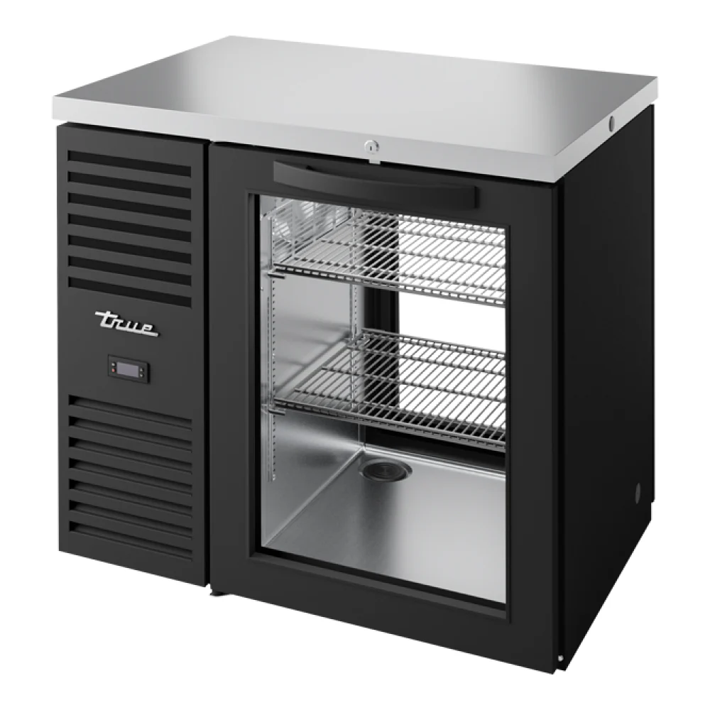 True TBR36-PTSZ1-L-B-G-G-1 36" Glass 1-Door Pass-Thru Single Zone Back Bar Refrigerator