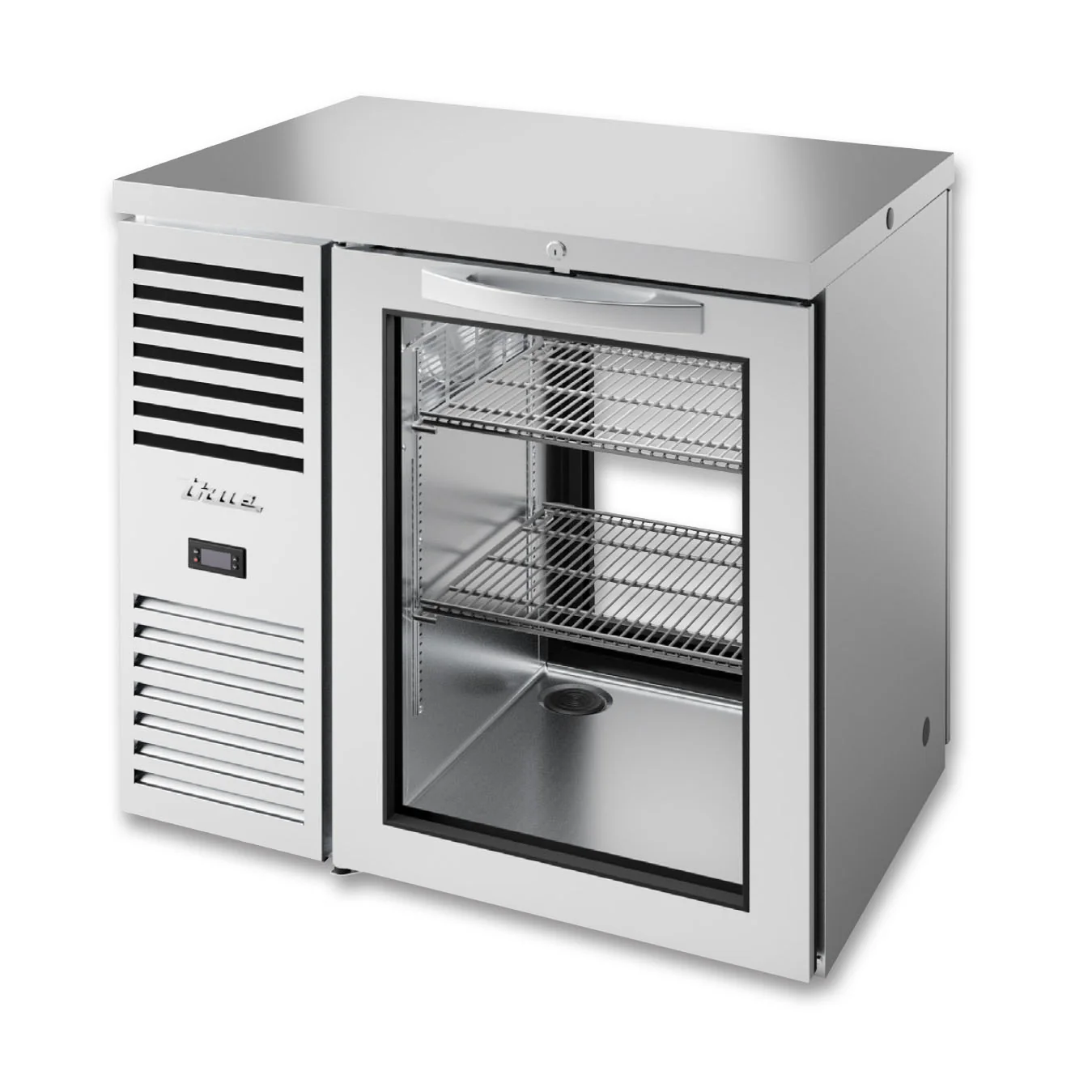 True TBR36-PTSZ1-L-S-G-G-1 36" 1-Glass Door Reach In Single Zone Refrigerator