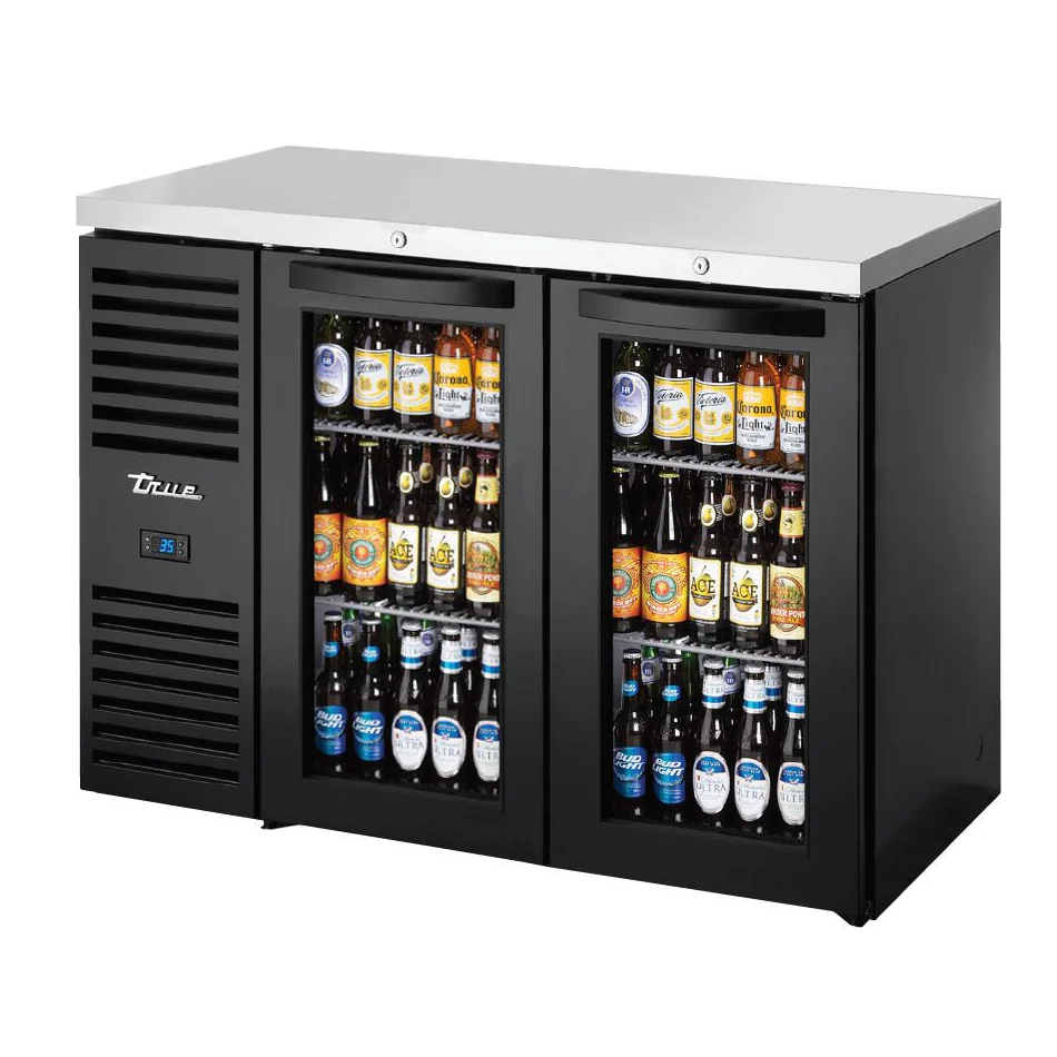 True TBR48-RISZ1-L-B-GG-1 48" Glass 2-Door Single Zone Back Bar Refrigerator