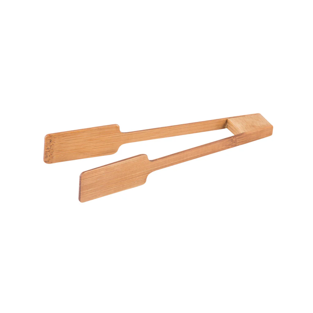 TableCraft BAMDT6 6" Bamboo Paddle Tongs - 12/Pack