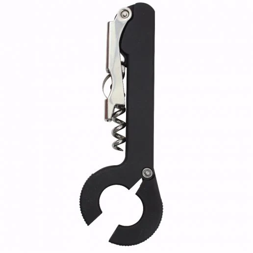 TableCraft H1236 Black Waiter's Corkscrew with Foil Cutter
