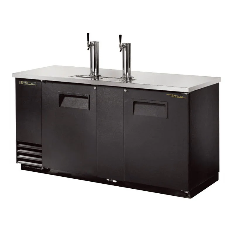 True TDD-3-HC 70" 3-Keg Solid Black Kegerator Draw Beer Dispenser With 2 Taps