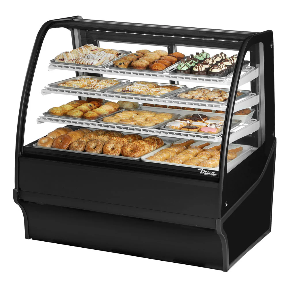 True TDM-DC-48-GE/GE-B-W 48" Black Dry Merchandising Display Case with White Interior & Side Glasses