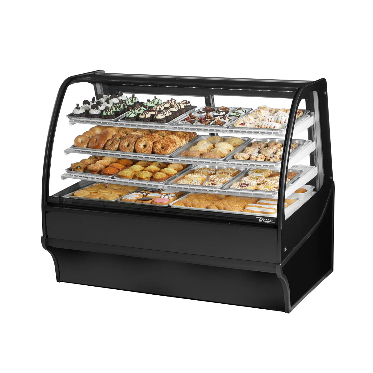 True TDM-DC-59-GE/GE-B-W 59" Black Dry Merchandising Display Case with White Interior & Side Glasses