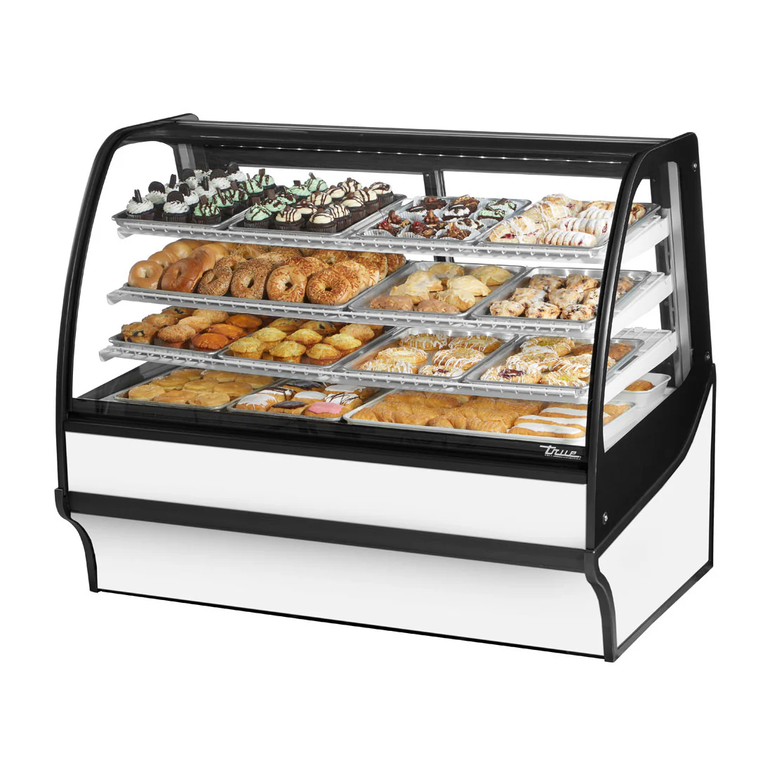 True TDM-DC-59-GE/GE-W-W 59" White Dry Merchandising Display Case with Side Glasses