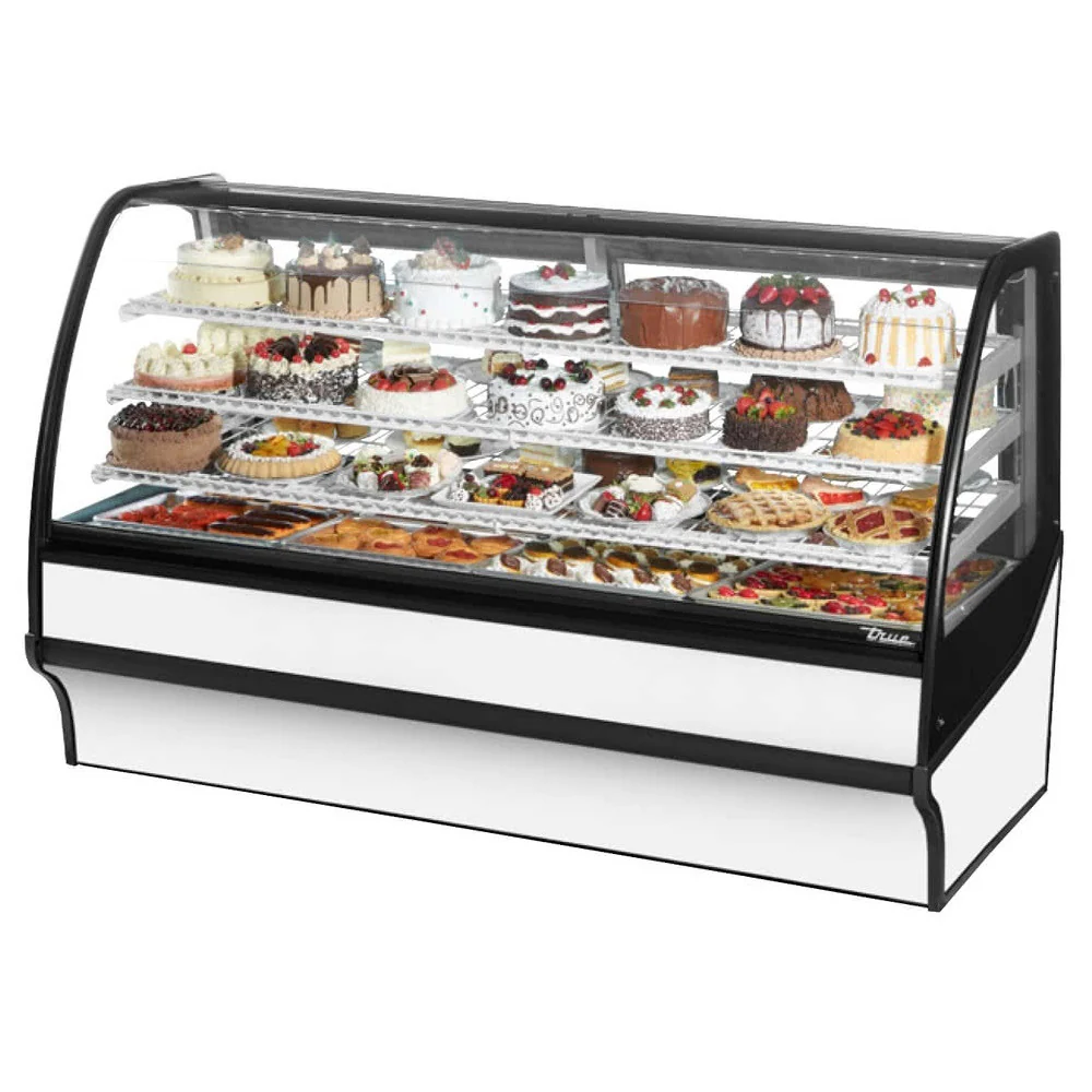 True TDM-DC-77-GE/GE-W-W 77" White Dry Merchandising Display Case with Side Glasses