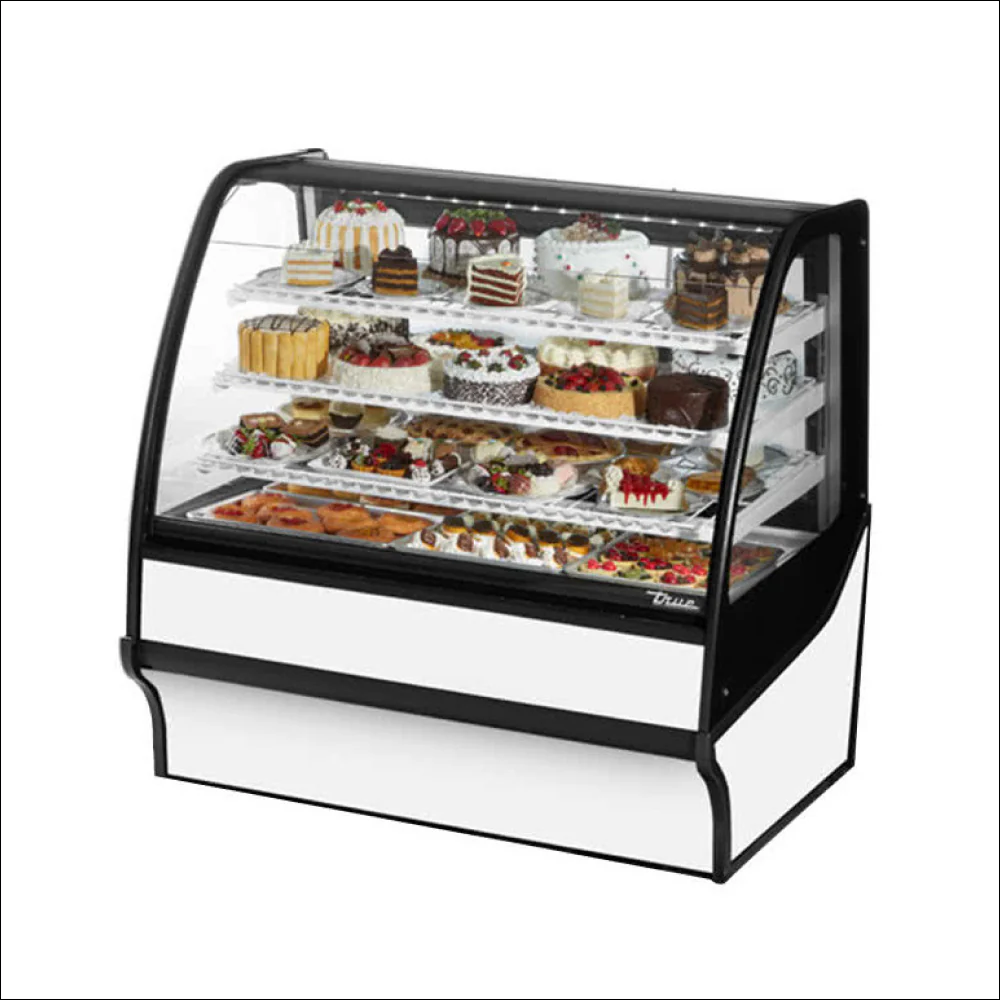 True TDM-R-48-GE/GE-W-W 48" White Curved Glass Refrigerated Bakery Display Case