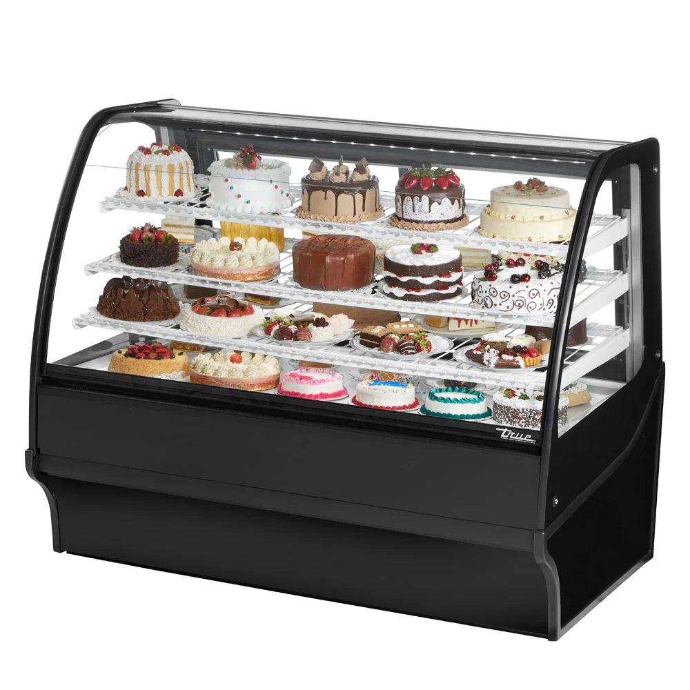 True TDM-R-59-GE/GE 59" Black Curved Glass Refrigerated Bakery Display Case