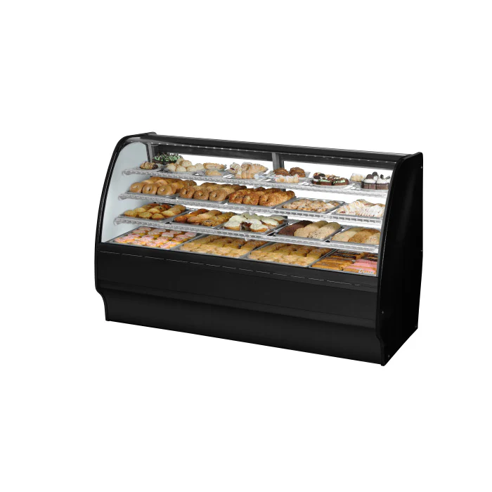 True TGM-DC-77-SC/SC-B-W 77" Black Dry Merchandising Display Case with White Interior