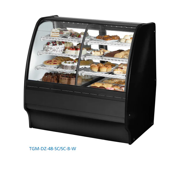True TGM-DZ-48-SC/SC-B-W 48" Black Refrigerated & Dry Merchandising Display Case with White Interior