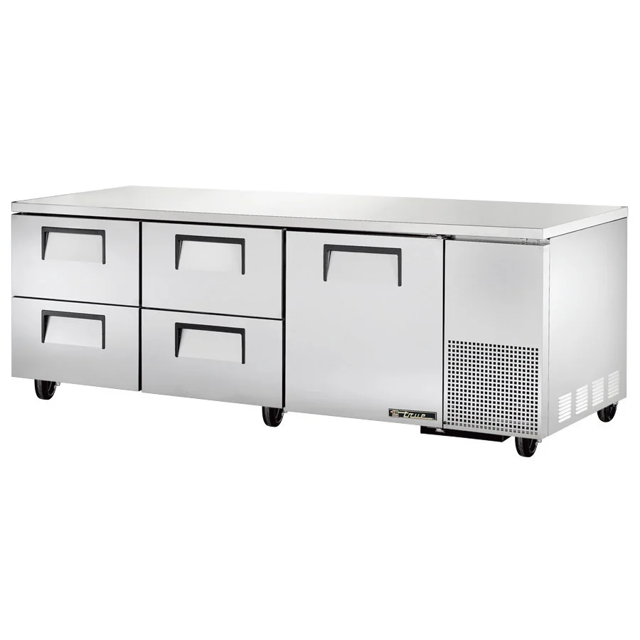 True TUC-93D-4-HC 93" Solid 1-Door and 4-Drawer Undercounter Refrigerator