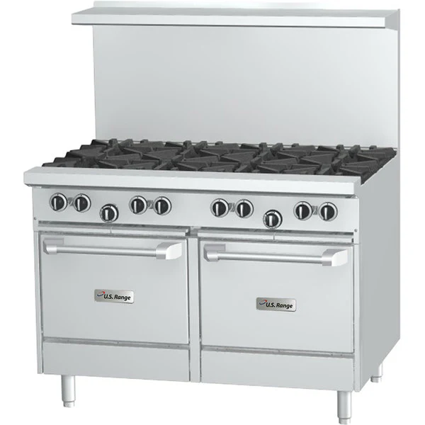 US Range U48-8RS 48" Natural Gas 8-Burner Range w/1 Standard Oven and 1 Storage Base - 294,000 BTU