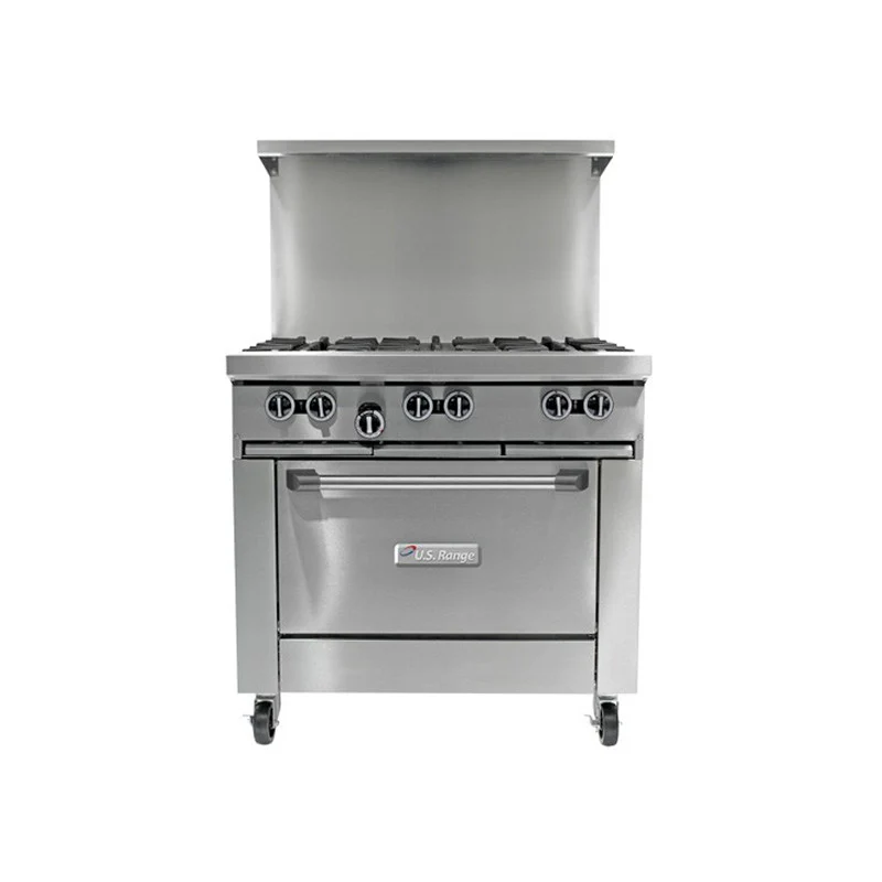 US Range U60-G60RR 60" Natural Gas Griddle Restaurant Range With 2 Standard Ovens - 166,000 BTU