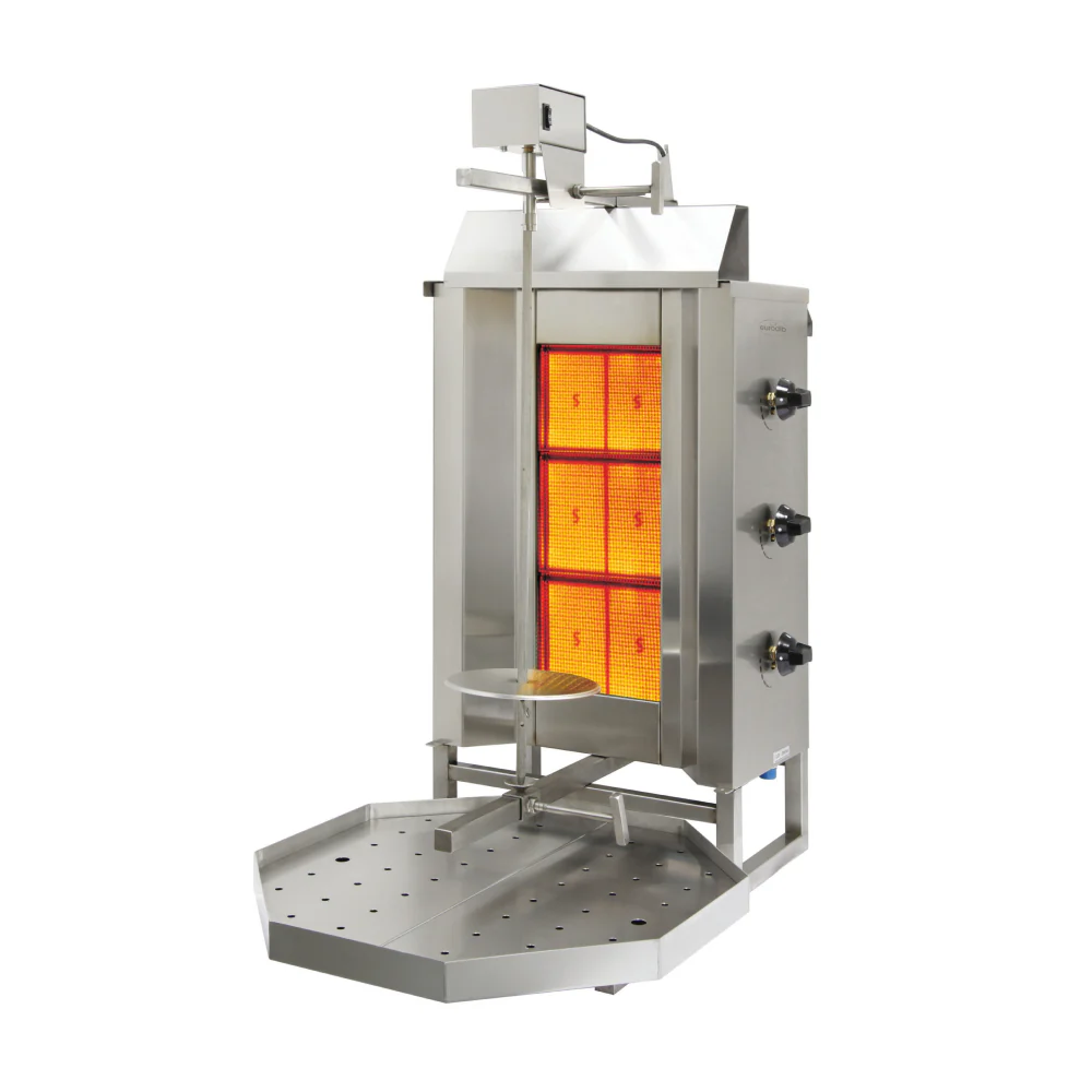 Eurodib VGB3 40 Kg. Natural Gas 3 Double Burners Vertical Broiler - 33,268 BTU