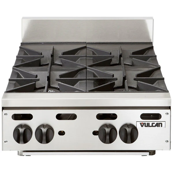 Vulcan VHP424 24” robust Countertop 4-Burner Natural Gas Hot Plate - 120,000 BTU