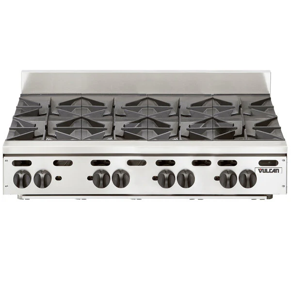 Vulcan VHP848 48” long-lasting-build Countertop 8-Burner Natural Gas Hot Plate - 240,000 BTU