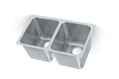Vollrath - 27" x 16" Double-Bowl Undermount/Welded-In Sink w/ 3.5" Drain - 12122-1 Vollrath - 27" x 16" Double-Bowl Undermount/Welded-In Sink w/ 3.5" Drain - 12122-1 - Image 2